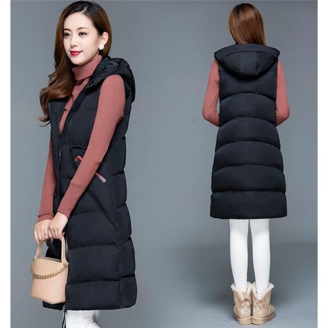 中綿ベスト レディース フード付き ダウンベスト ロング丈 ロングコート ダウンコート 秋 冬 アウ