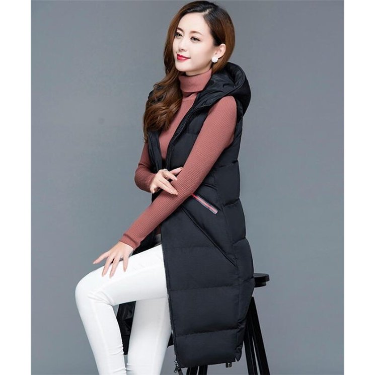 中綿ベスト レディース フード付き ダウンベスト ロング丈 ロングコート ダウンコート 秋 冬 アウ