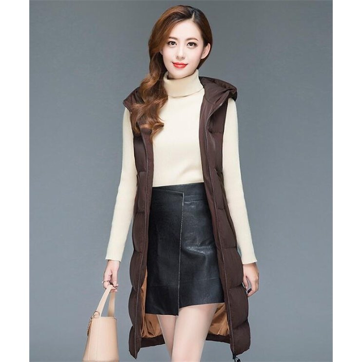 中綿ベスト レディース フード付き ダウンベスト ロング丈 ロングコート ダウンコート 秋 冬 アウ