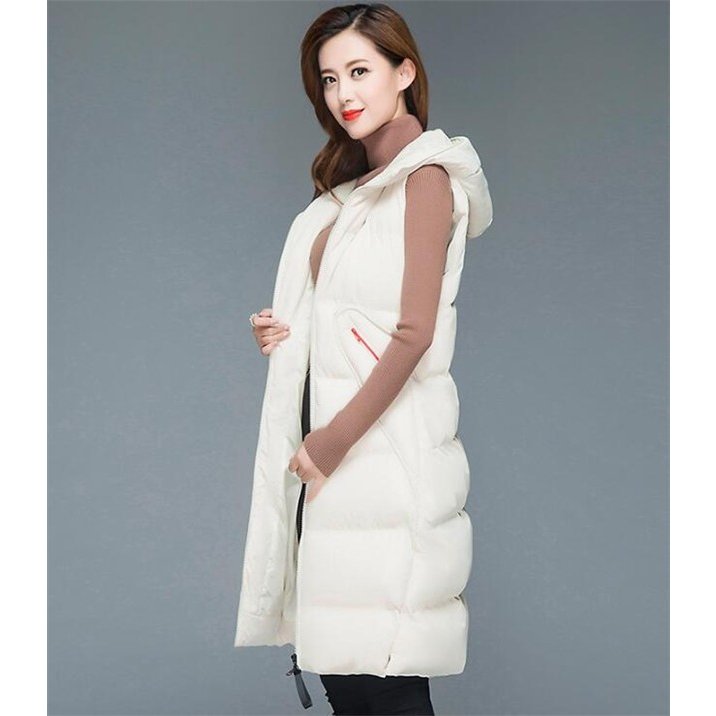 中綿ベスト レディース フード付き ダウンベスト ロング丈 ロングコート ダウンコート 秋 冬 アウ