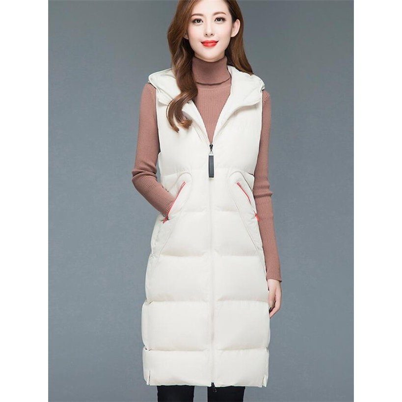 中綿ベスト レディース フード付き ダウンベスト ロング丈 ロングコート ダウンコート 秋 冬 アウ