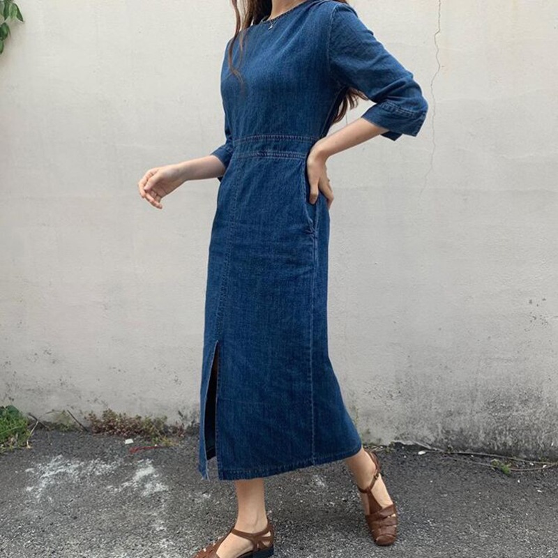 ワンピース デニムワンピース ミモレ ミモレ丈 ロング ロング丈 袖あり 長袖 Uネック ラウンドネック ウエストマーク スリット ハイウエスト デニム ブルーデニム かわいい 大人可愛い きれいめ ワンピース デニムワンピース ミモレ ミモレ丈 ロング ロング丈 袖あり 長袖 Uネック ラウンドネック ウエストマーク スリット ハイウエスト デニム ブルーデニム かわいい 大人可愛い きれいめ