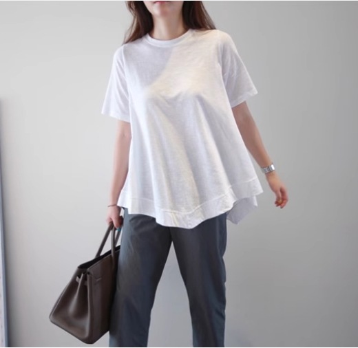 レディース トップス Tシャツ カットソー ラウンドネック ミディ ミディアム 半袖 大人可愛い シンプル カジュアル おしゃれ ラフ 存在感 無地 春 夏 ママ マタニティ 10代 20代 30代