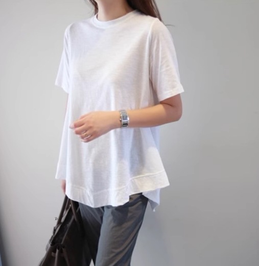 レディース トップス Tシャツ カットソー ラウンドネック ミディ ミディアム 半袖 大人可愛い シンプル カジュアル おしゃれ ラフ 存在感 無地 春 夏 ママ マタニティ 10代 20代 30代