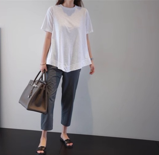 レディース トップス Tシャツ カットソー ラウンドネック ミディ ミディアム 半袖 大人可愛い シンプル カジュアル おしゃれ ラフ 存在感 無地 春 夏 ママ マタニティ 10代 20代 30代