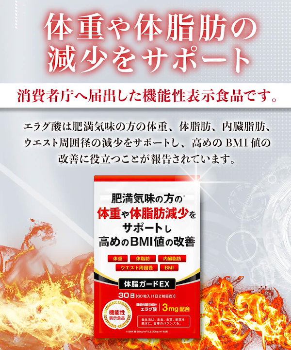 残りわずか】DUEN 機能性表示食品 体脂ガードEX 60粒 良けれ 30日