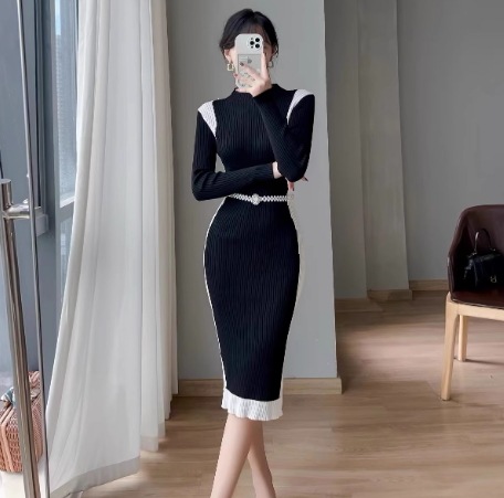 ワンピース モテアイテム エレガント セクシー ミモレ 長袖 ハイネック スリム タイト 細身 マーメイド リブ ニット ベルト ウエストマーク ハイウエスト 伸縮性 バイカラー きれいめ シンプル ワンピース モテアイテム エレガント セクシー ミモレ 長袖 ハイネック スリム タイト 細身 マーメイド リブ ニット ベルト ウエストマーク ハイウエスト 伸縮性 バイカラー きれいめ シンプル