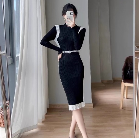 ワンピース モテアイテム エレガント セクシー ミモレ 長袖 ハイネック スリム タイト 細身 マーメイド リブ ニット ベルト ウエストマーク ハイウエスト 伸縮性 バイカラー きれいめ シンプル ワンピース モテアイテム エレガント セクシー ミモレ 長袖 ハイネック スリム タイト 細身 マーメイド リブ ニット ベルト ウエストマーク ハイウエスト 伸縮性 バイカラー きれいめ シンプル