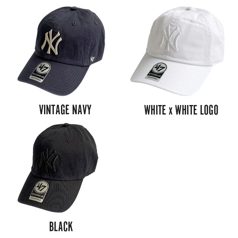 [フォーティセブン] ヤンキース キャップ クリーンナップ ベースボールキャップ メンズ レディース ブランド (ホワイト×ホワイトロゴ)