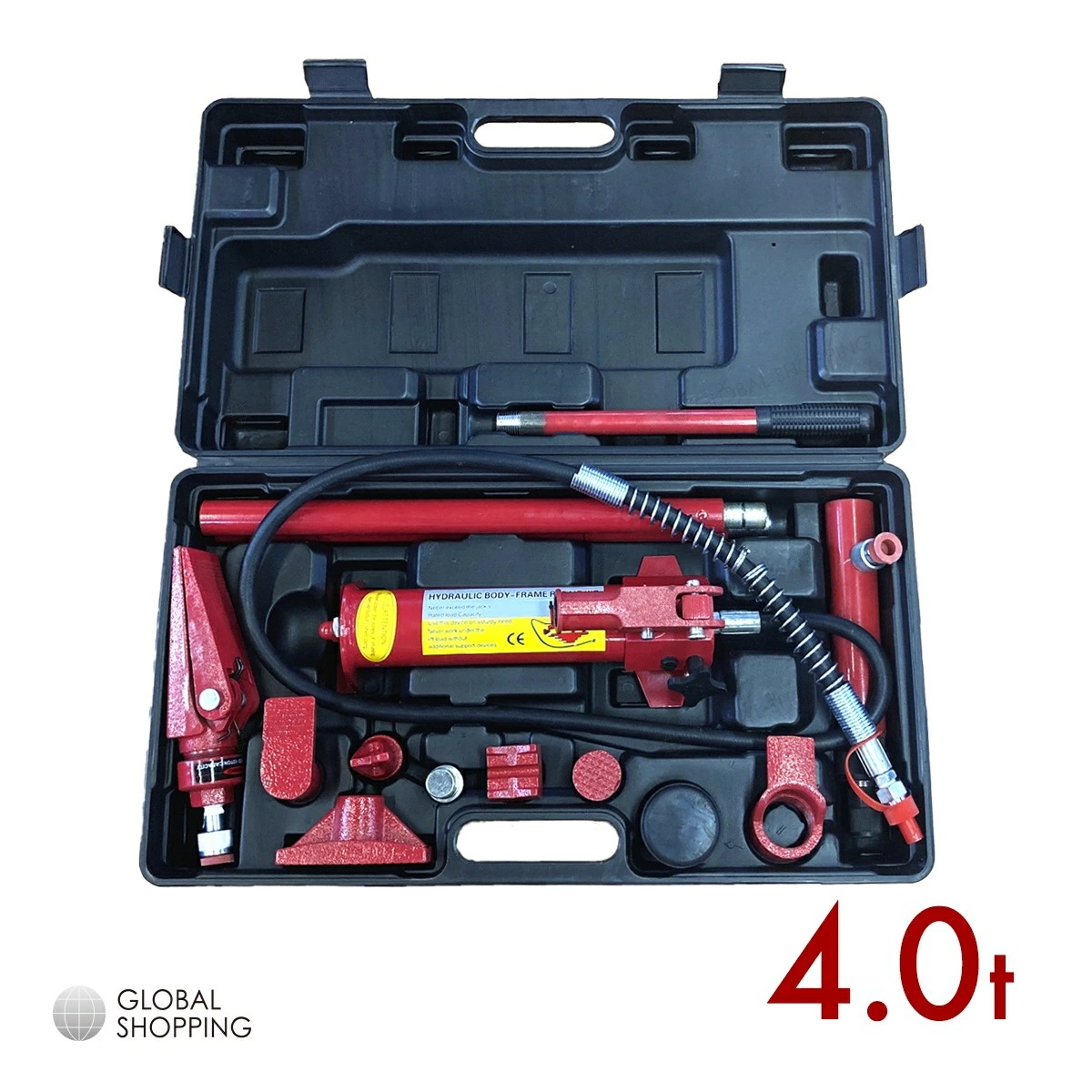 ロングラムジャッキ 4t 油圧 ジャッキ ポートパワーセット ジャッキアップ 交換 工具 修理 作業 メンテナンス リペア へこみ ボディ修理