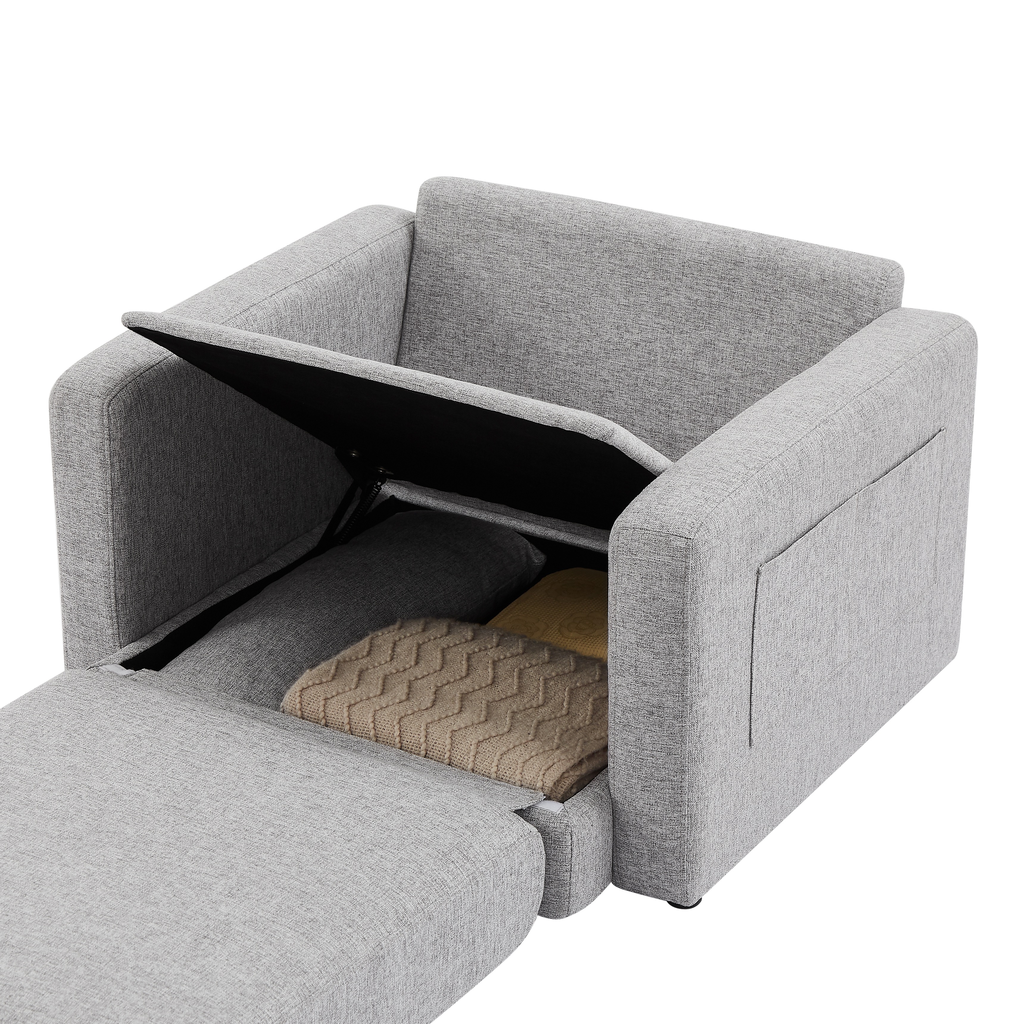 【国内発送　送.料.無.料】ソファーベッド 折りたたみベッド ローソファー シングルソファーベッド 座面開閉式 ソファーけ コンパクトソファーベッド フロアソファ 肘掛け収納ポケット付き