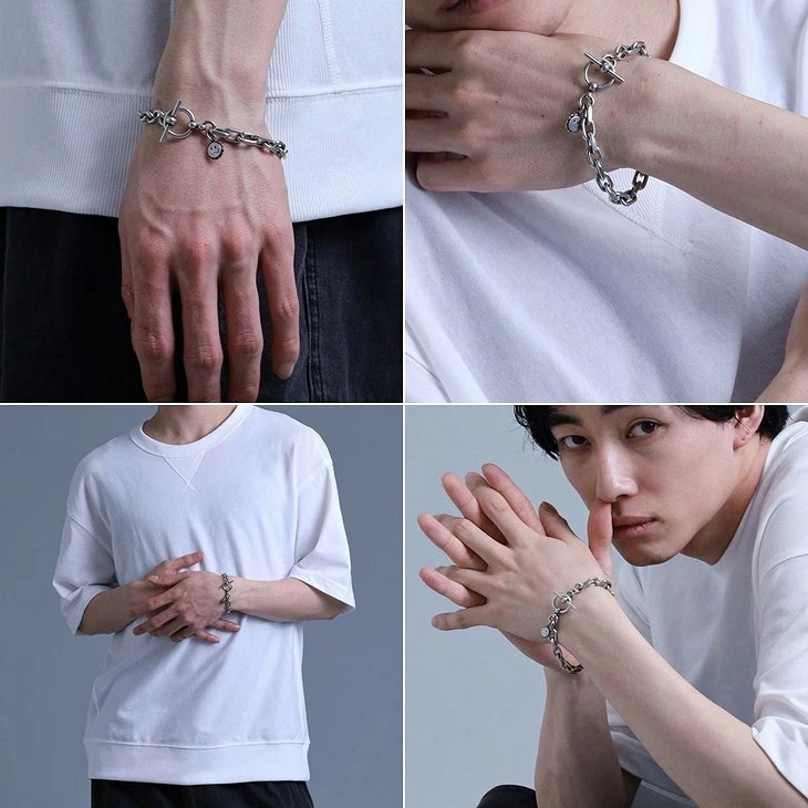 ブレスレット メンズ サイドカット チェーン ブレスレット LH-1BR092