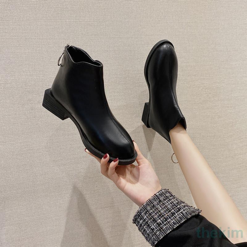 【急速出荷!】ブーツ レディース ショートブーツ ブーティ 太ヒール ローヒール ぺたんこ フラット 通勤 美脚 痛くない 靴 ファスナー PU 【急速出荷!】ブーツ レディース ショートブーツ ブーティ 太ヒール ローヒール ぺたんこ フラット 通勤 美脚 痛くない 靴 ファスナー PU