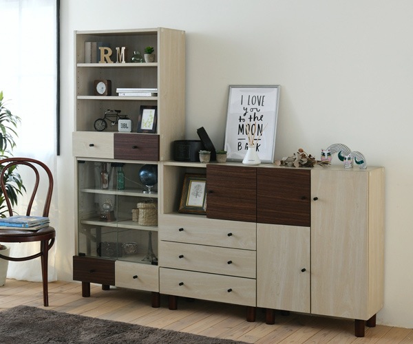 オープンラック 幅60cm 本棚 引出し付 ツートーン 積み重ね対応 シェルフ ラック 収納棚 木製 収納 オープンシェルフ 家具 リビング収納 コンソール ツートン おしゃれ 可愛い