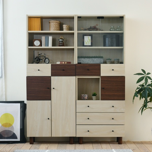 オープンラック 幅60cm 本棚 引出し付 ツートーン 積み重ね対応 シェルフ ラック 収納棚 木製 収納 オープンシェルフ 家具 リビング収納 コンソール ツートン おしゃれ 可愛い