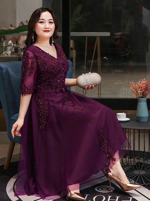 【本日限定】ドレス 大人 ピアノ 発表会 ロングドレス ミモレ丈 演奏会 演奏会用ドレス 赤 袖付き ピアノ発表会 結婚式 高校生 パーティードレス 演奏会ドレス 大きいサイズ 母親 コンクール イブ