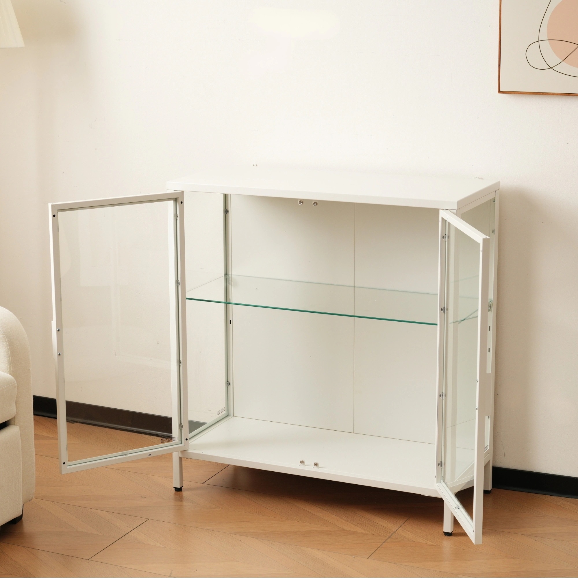 F79コレクションケース コレクションシェルフ ガラスディスプレイキャビネット おしゃれ 棚高さ調節可能 強化ガラス サイズ:幅80*奥行35*高さ86CM ホワイト F79コレクションケース コレクションシェルフ ガラスディスプレイキャビネット おしゃれ 棚高さ調節可能 強化ガラス サイズ:幅80*奥行35*高さ86CM ホワイト