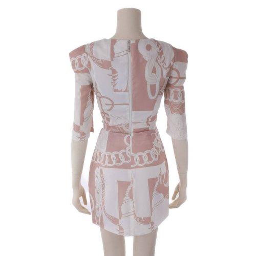 キャバドレス ナイトドレス ミニドレス セットアップ ツーピース カシュクール 五分袖 サテン ラグジュアリー チェーン柄 レディース グラシア キャバドレス ナイトドレス ミニドレス セットアップ ツーピース カシュクール 五分袖 サテン ラグジュアリー チェーン柄 レディース グラシア