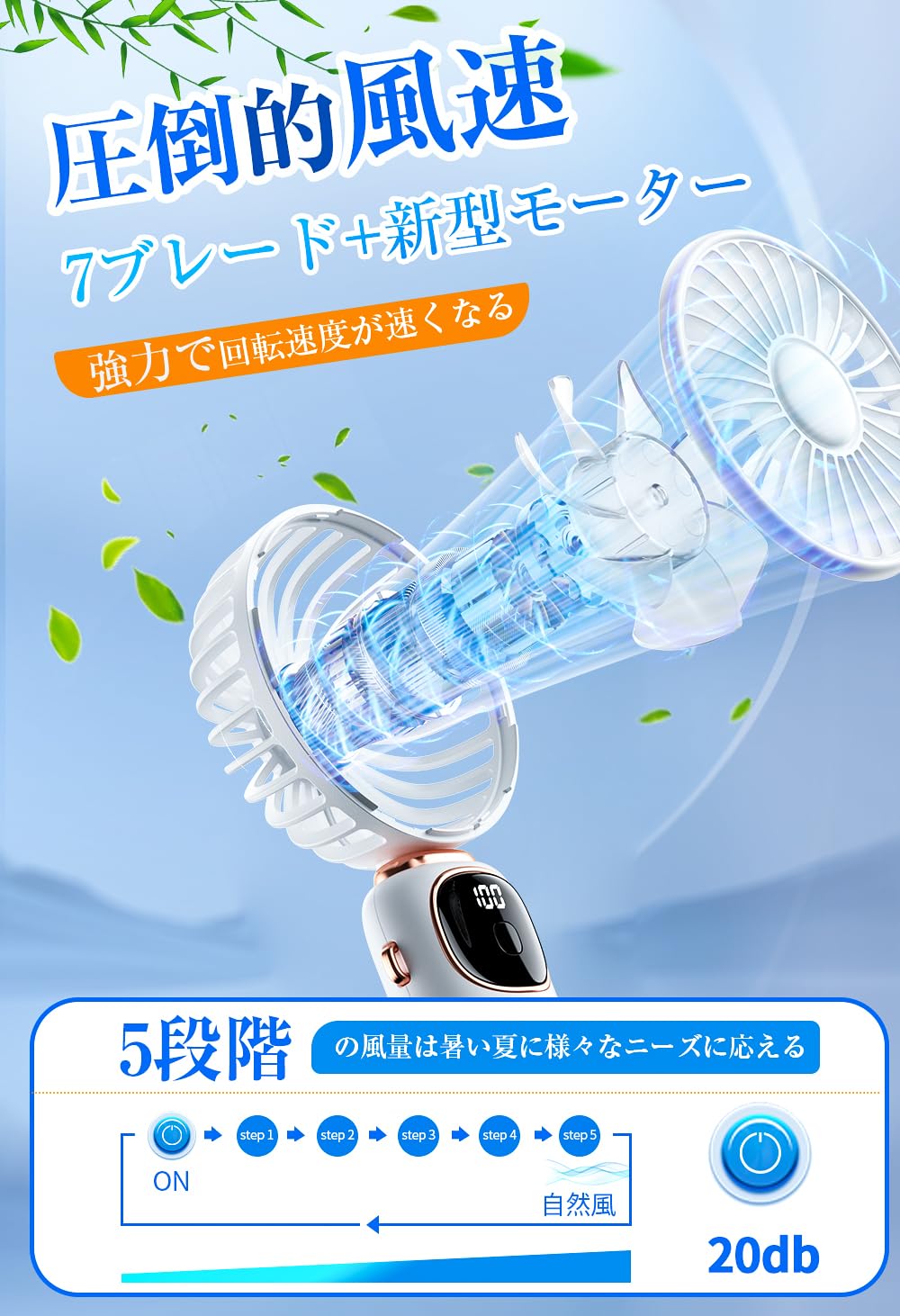 ハンディファン【2024業界革新設計3way使用折り畳み】 強力 人気 携帯扇風機 小型 手持ち/首掛け/卓上 USB充電式 最大20時間動作 5段階風量調整 7枚羽根 大風量 静音 ミニ扇風機 mdprevattcaulkingandwaterproofing.com