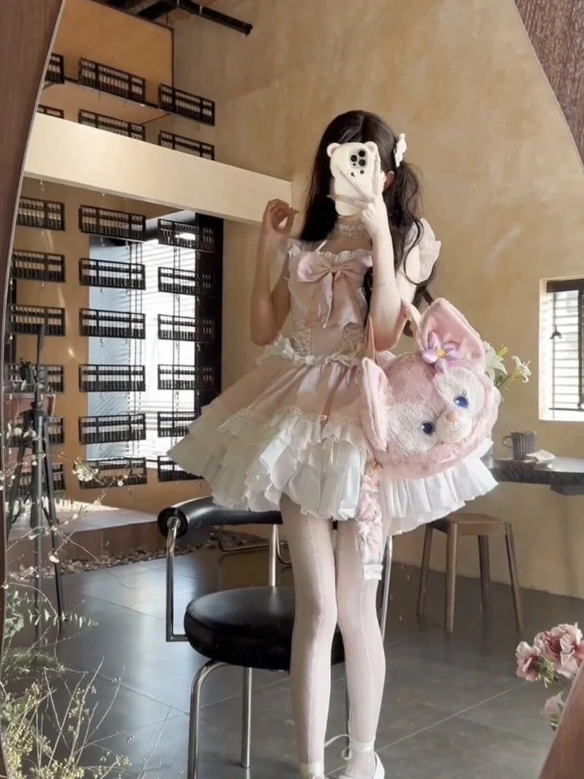 【送料無料】ロリータ ワンピース コスプレ ロリータ ピンクのプリンセスポンコツ 夏の甜心 蝶ネクタイ メイド服 コスプレ ハロウィン