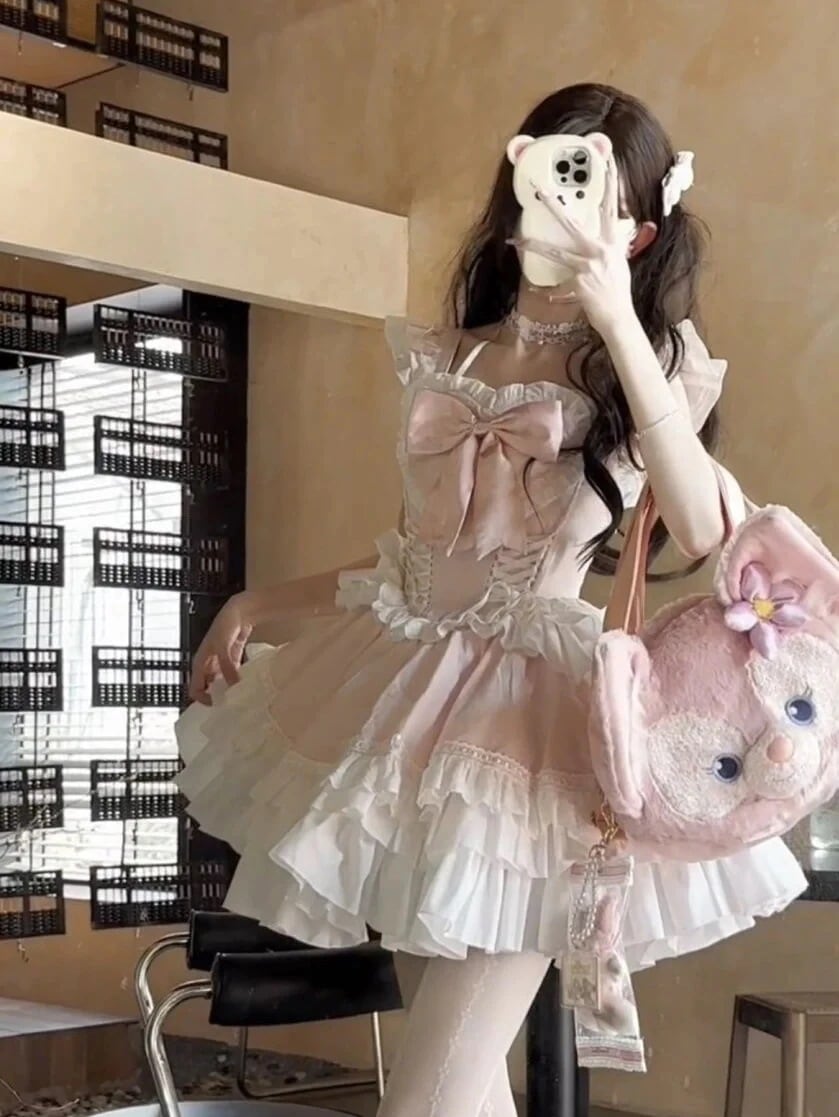 【送料無料】ロリータ ワンピース コスプレ ロリータ ピンクのプリンセスポンコツ 夏の甜心 蝶ネクタイ メイド服 コスプレ ハロウィン