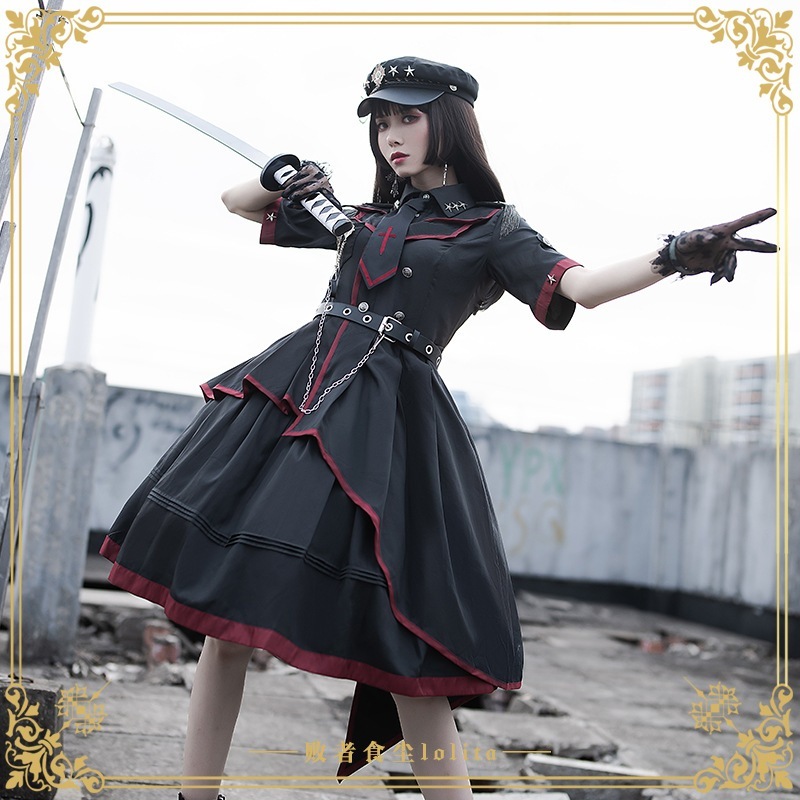 春カップルロリータオリジナル新作ミニスカートop無地ミリタリーロー制服jk正装