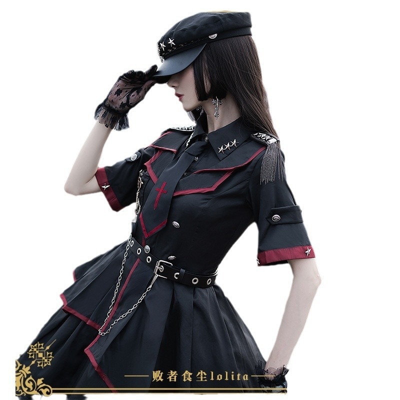 春カップルロリータオリジナル新作ミニスカートop無地ミリタリーロー制服jk正装