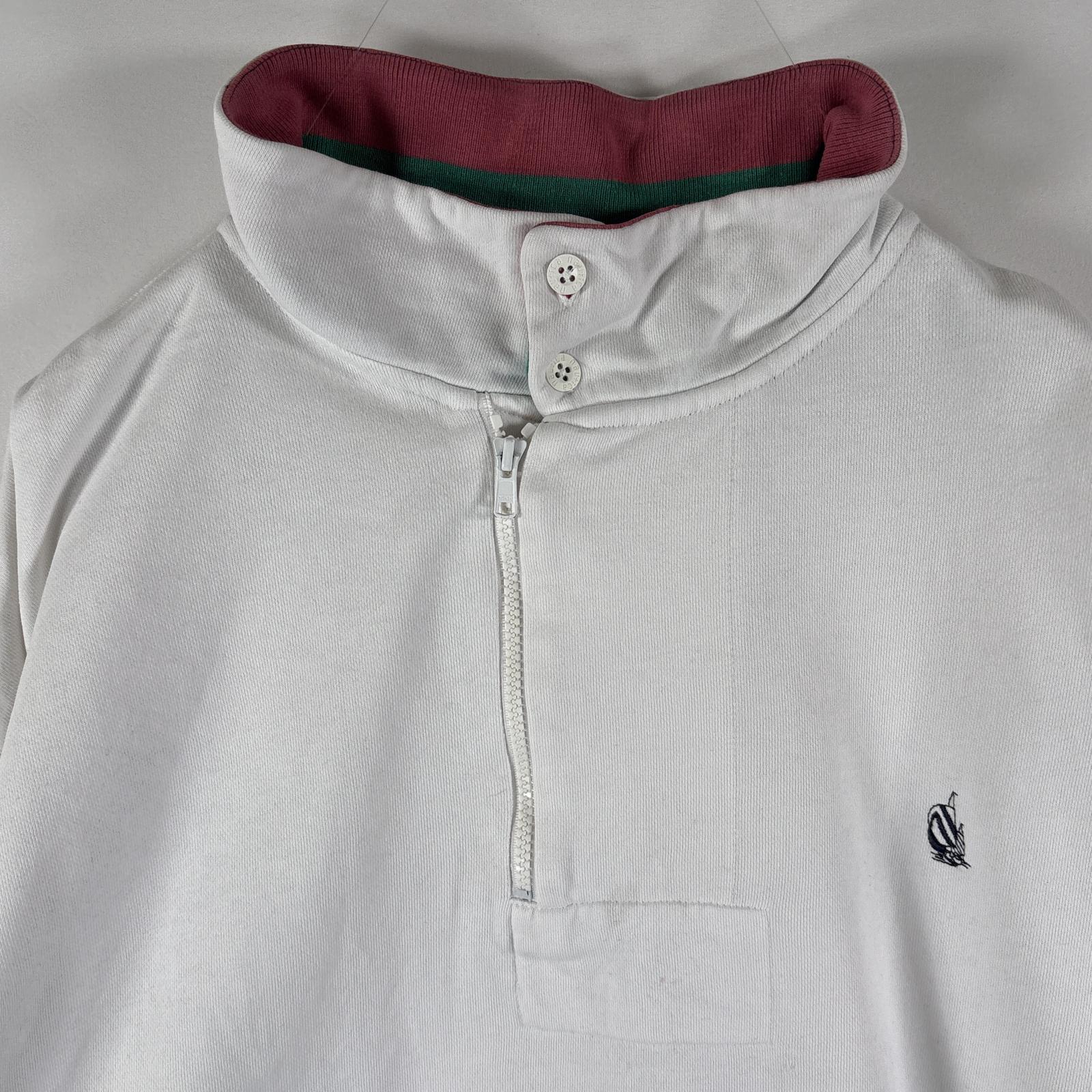 古着 90s/90年代 スウェット トレーナー ハーフジップ ワンポイントロゴ 大きいサイズ XL ホワイト メンズ 古着 90s/90年代 スウェット トレーナー ハーフジップ ワンポイントロゴ 大きいサイズ XL ホワイト メンズ