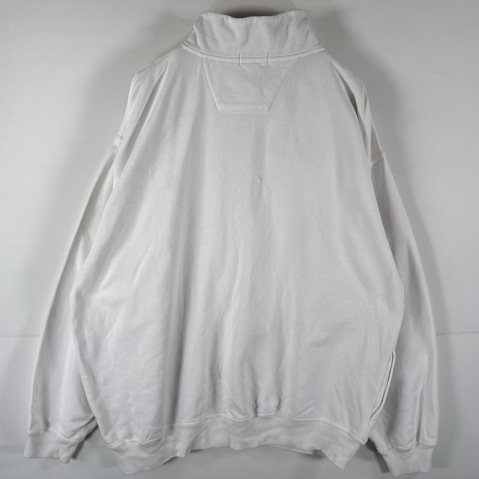 古着 90s/90年代 スウェット トレーナー ハーフジップ ワンポイントロゴ 大きいサイズ XL ホワイト メンズ 古着 90s/90年代 スウェット トレーナー ハーフジップ ワンポイントロゴ 大きいサイズ XL ホワイト メンズ