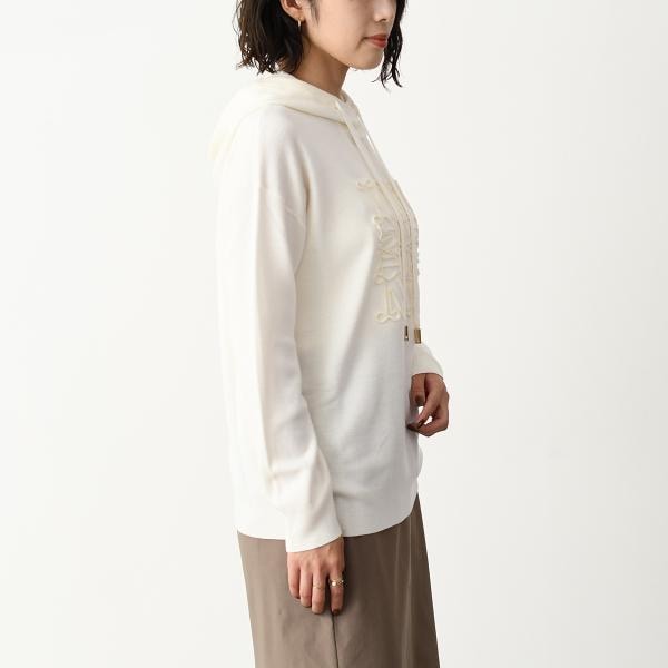 Max Mara マックスマーラ ニット トップス セーター ニット PAMIR パミール ピュア ウール フーディ レディース ホワイト ブラック オーバーサイズ フーディ