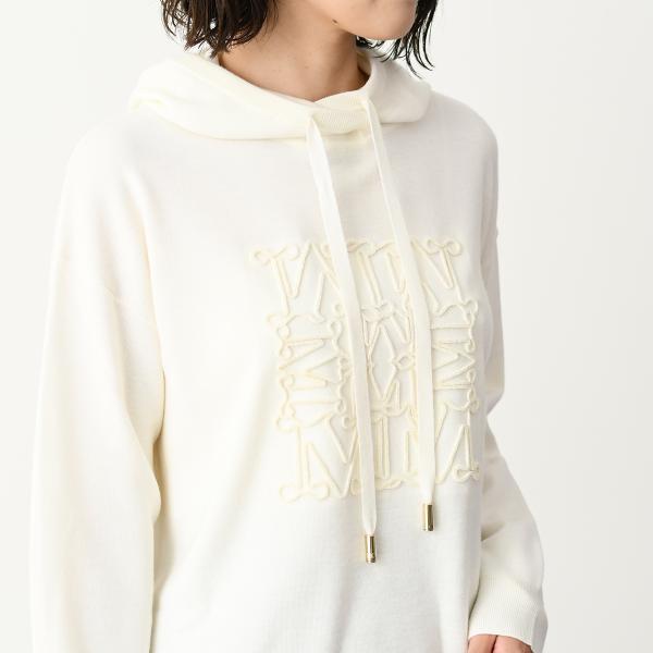 Max Mara マックスマーラ ニット トップス セーター ニット PAMIR パミール ピュア ウール フーディ レディース ホワイト ブラック オーバーサイズ フーディ