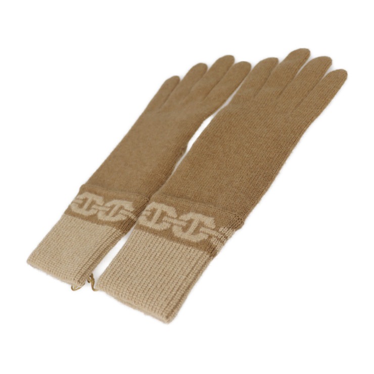 新品未使用展示品 HERMES エルメス 手袋 H232006G 手袋ヘヴン 表記サイズ M カシミヤ99% エラスタン1% シャテーニュ ビスキュイ シェーヌ・ダンクル モチ【本物保証】