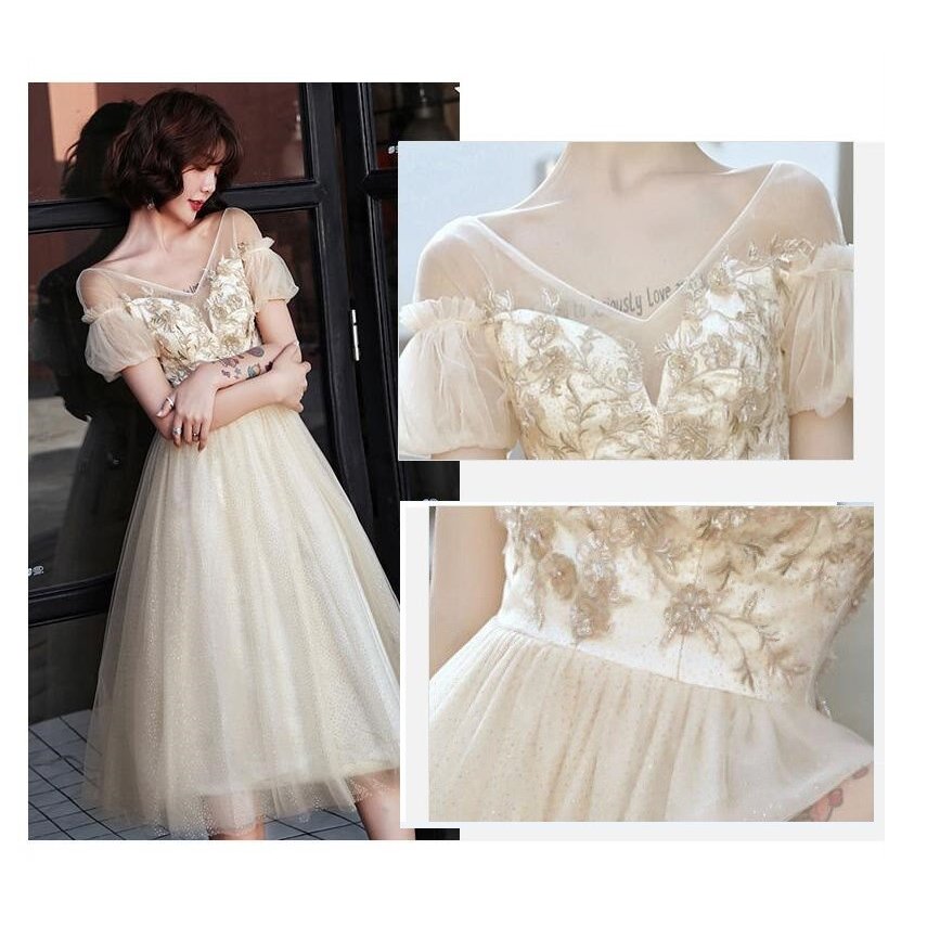 ミモレドレス Aラインワンピ パーティードレス 結婚式ドレス 20代 30代40代 二次会 ウエディ