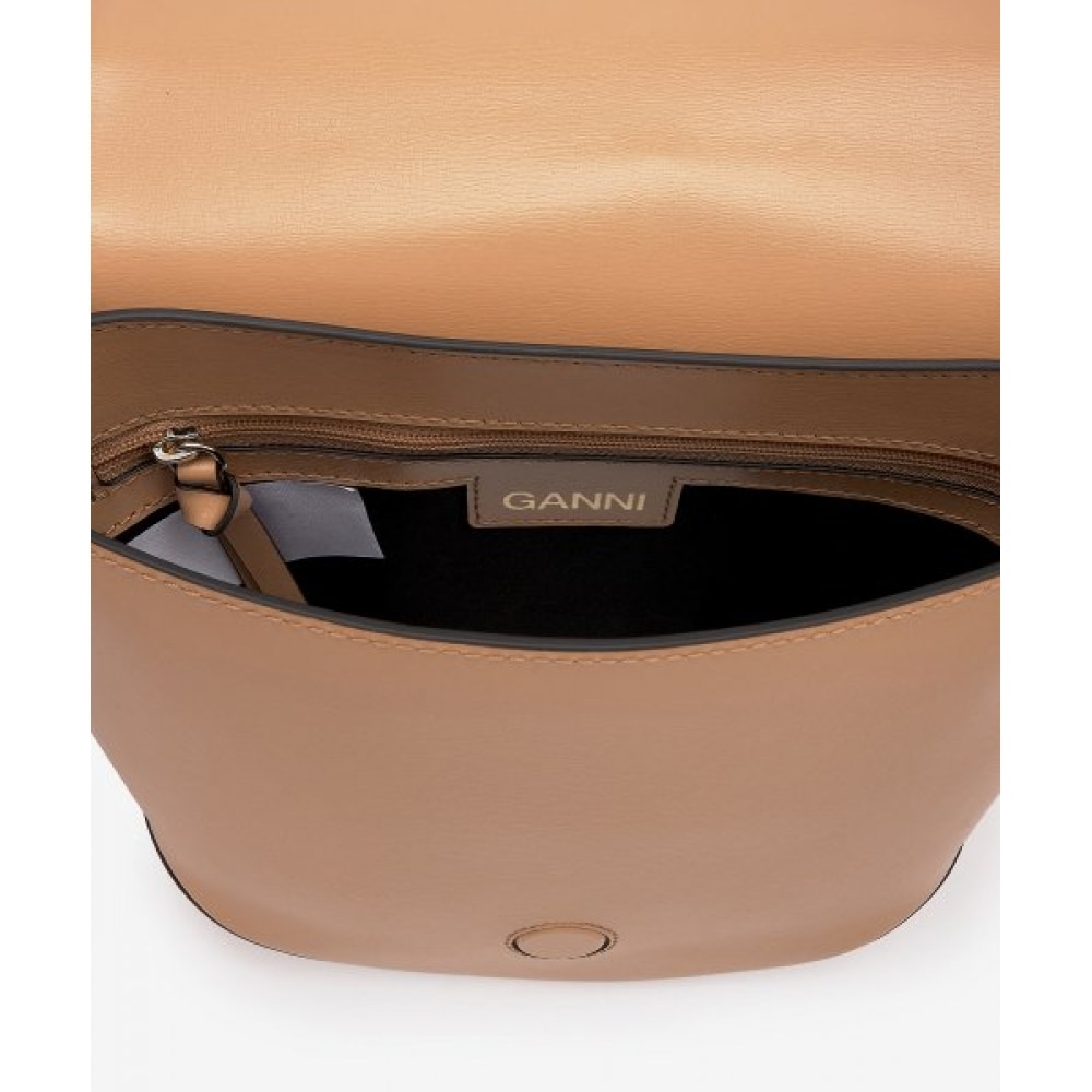 GANNI 女性用バナーサドルラフィアクロスバッグ-ベージュ/A4737895