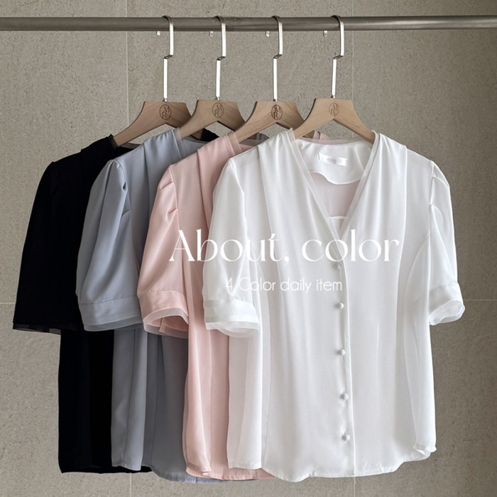 ブラウス レディース 半袖 Vネック 夏 パフ袖 オフィス お出かけ ブラウス レディース 半袖 Vネック 夏 パフ袖 オフィス お出かけ