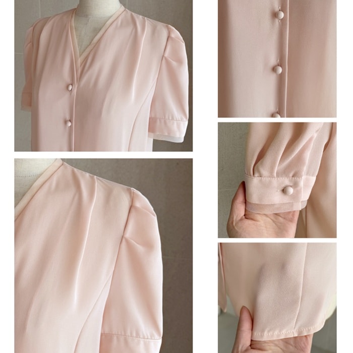 ブラウス レディース 半袖 Vネック 夏 パフ袖 オフィス お出かけ ブラウス レディース 半袖 Vネック 夏 パフ袖 オフィス お出かけ