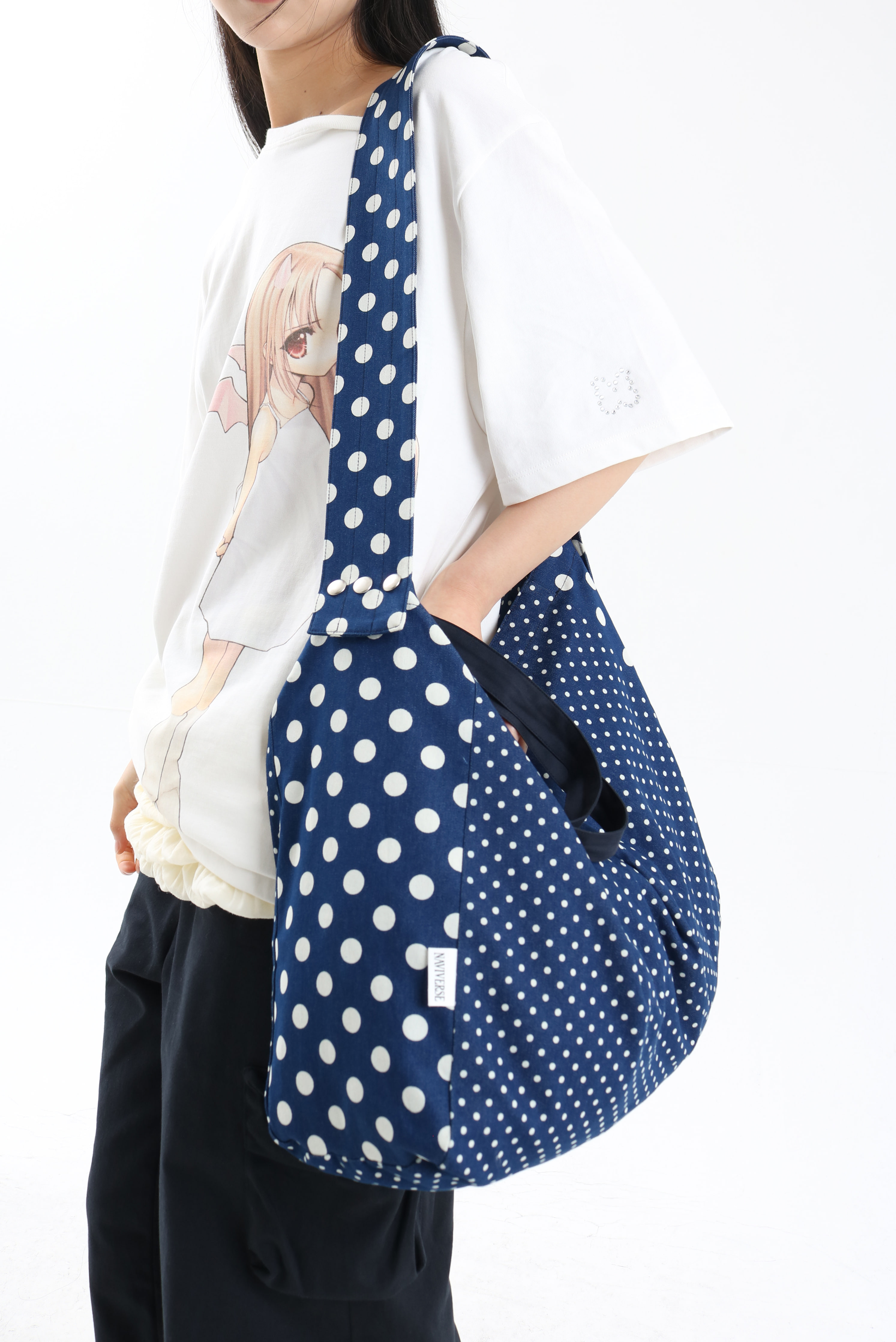 [NAVIVERSE] DOT CAT BAG + FREE OMAKE トートバッグ ビッグサイズレディースカジュアルエコバッグファッション