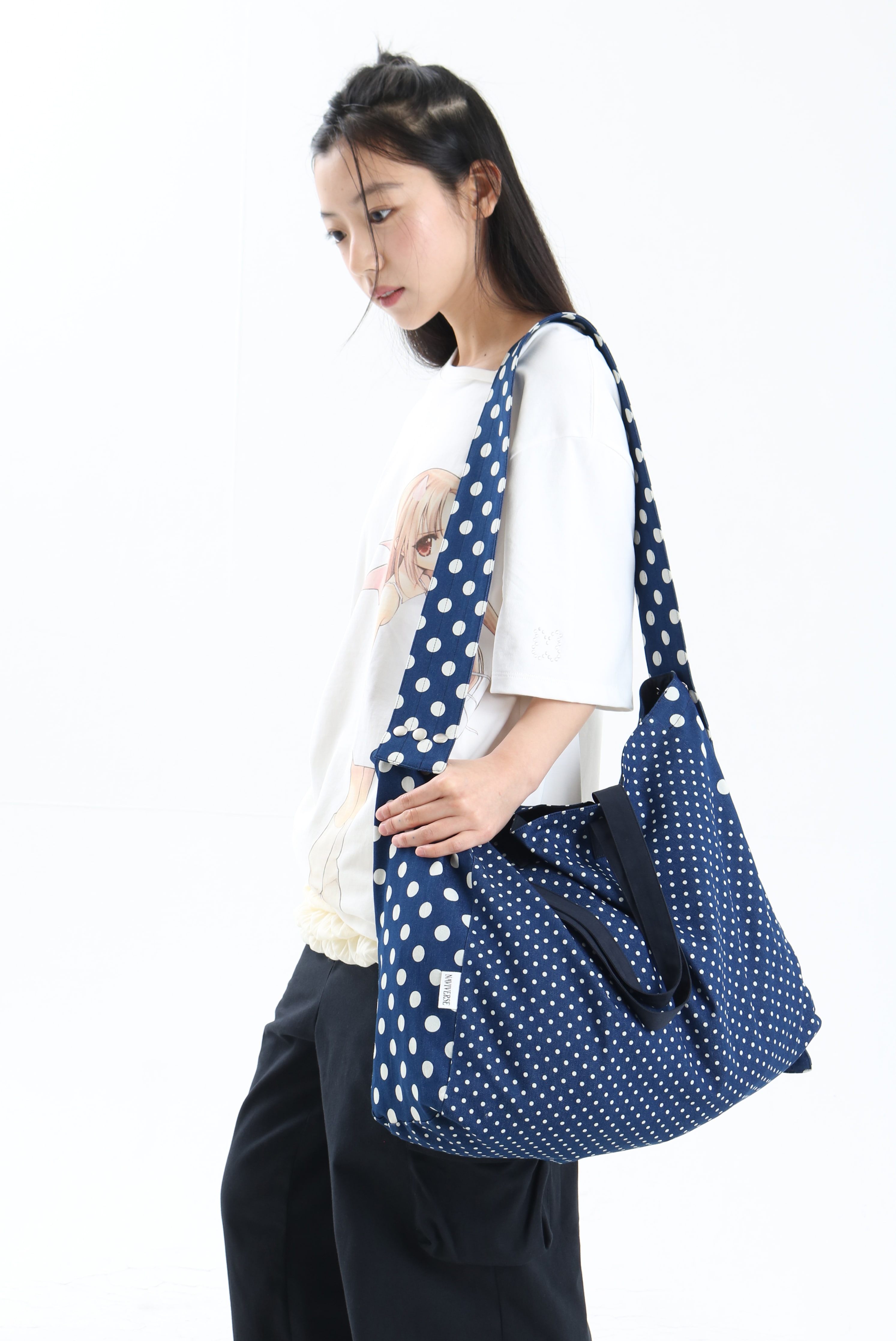 [NAVIVERSE] DOT CAT BAG + FREE OMAKE トートバッグ ビッグサイズレディースカジュアルエコバッグファッション