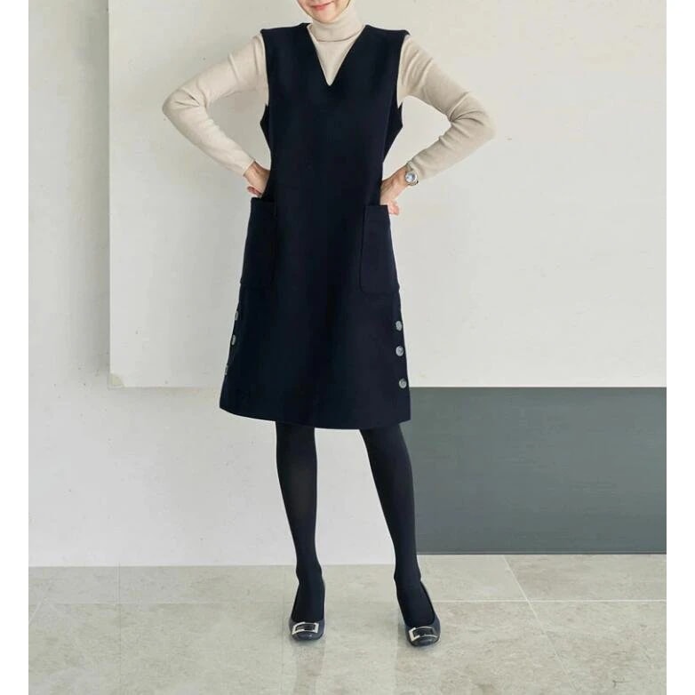 Vネックジャンパースカート Vネックバックリボンジャンパースカート[fo2118] | レディース