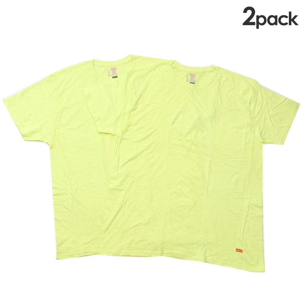 シュプリーム SUPREME x ヘインズ Hanes Tagless Tees 2 Pack 2枚セット FLUORESCENT YELLOW 蛍光 イエロー 200-009091-068
