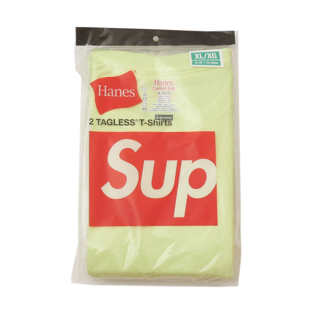 シュプリーム SUPREME x ヘインズ Hanes Tagless Tees 2 Pack 2枚セット FLUORESCENT YELLOW 蛍光 イエロー 200-009091-068