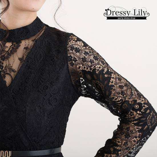 【2025新作SALE】パーティードレス ワンピース 20代 30代 40代 韓国 袖あり ロング 結婚式 レース ミモレ丈 ラウンドネック 長袖 二次会 フォーマル およばれ
