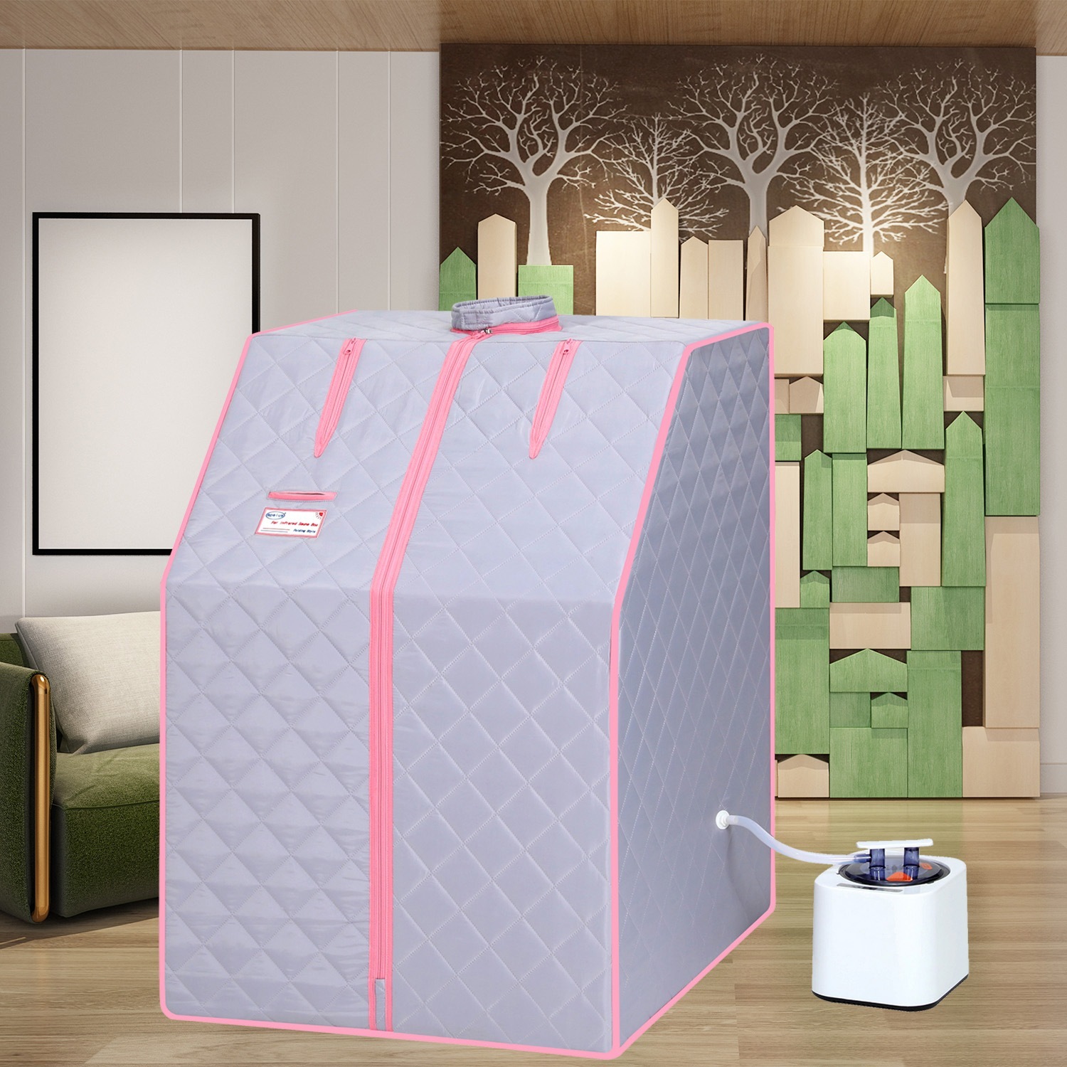 【国内即日発送】グレー蒸気サウナ 簡単設置 急速加熱 デトックス 血行促進新陳代謝や免疫力が上がる　PSE認証