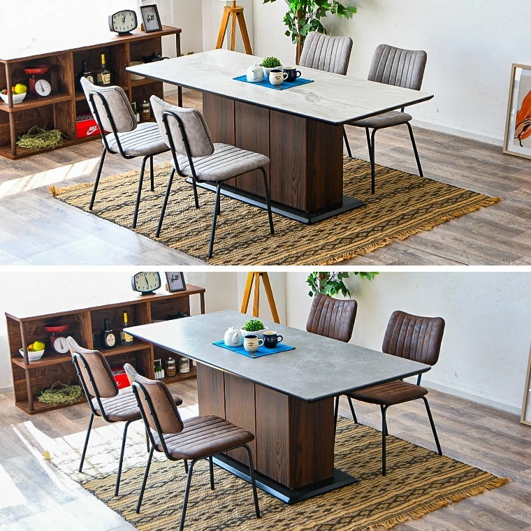 セラミックテーブル セラミック ダイニングテーブルセット 4人掛け 180cm 大理石柄 石目調 グレー ダイニングテーブル5点セット テーブル 天板下収納 収納 北欧