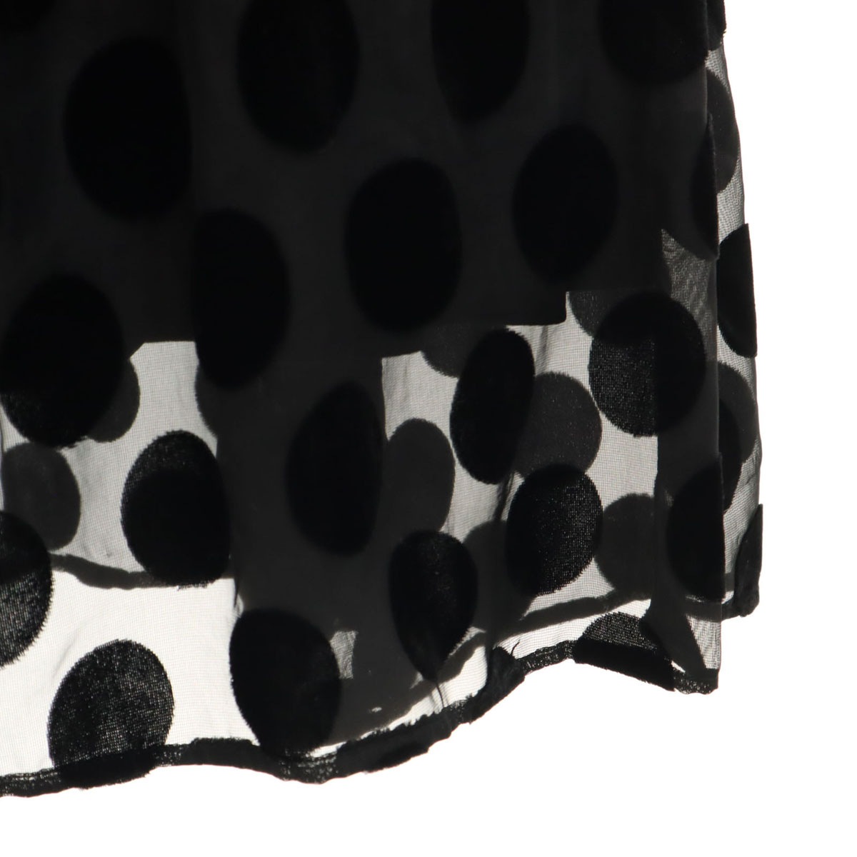 ドット柄 長袖 シアー ロングワンピース 1 ブラック 水玉 レディース 古着