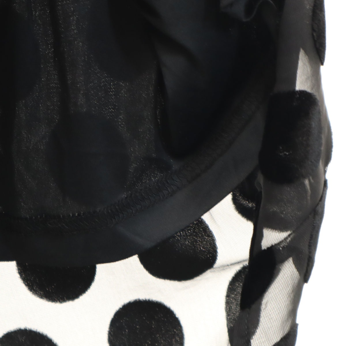 ドット柄 長袖 シアー ロングワンピース 1 ブラック 水玉 レディース 古着