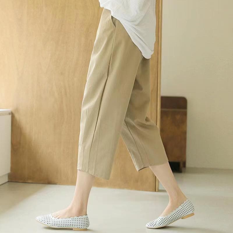テーパードパンツ2024新型ワイドパンツ夏薄手ハイウエスト九分パンツリネンパンツ ハーレムパンツ大サイズカジュアルゆるい