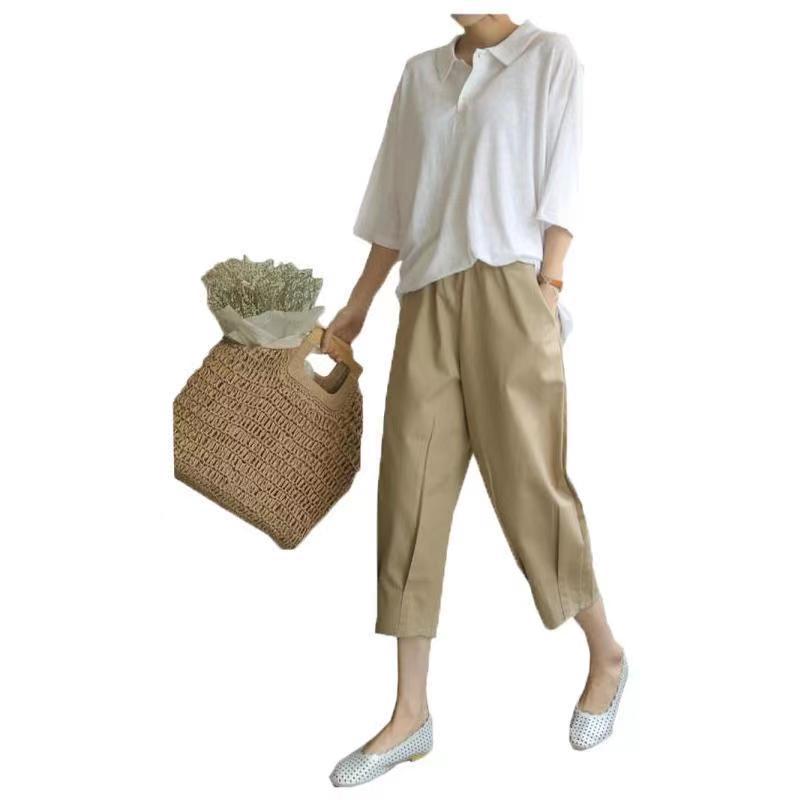 テーパードパンツ2024新型ワイドパンツ夏薄手ハイウエスト九分パンツリネンパンツ ハーレムパンツ大サイズカジュアルゆるい