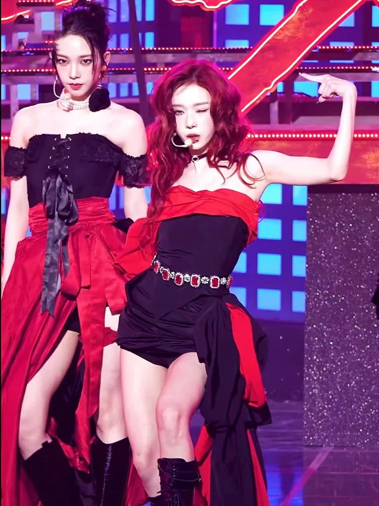 【急速出荷!2枚購入で300円 OFF!】aespaチューブトップイレギュラーストラップスカートステージ衣装 test.education.org.ua