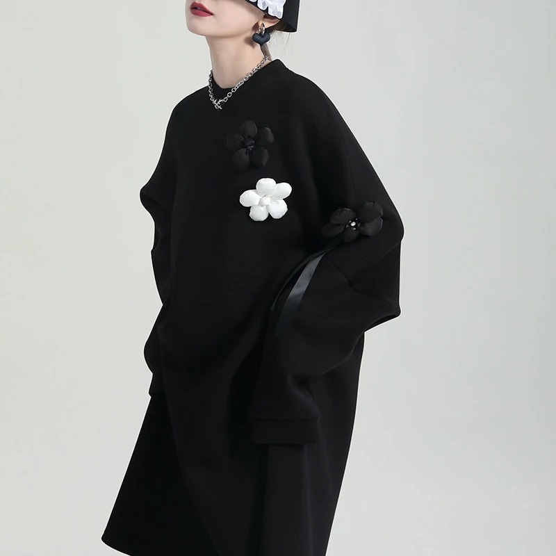 【上品】 花飾り 春ワンピ スウェット ゆる 長袖 体型カバー クローバー シンプル レディース ワンピース 日焼け止め ドレス メガ割 【上品】 花飾り 春ワンピ スウェット ゆる 長袖 体型カバー クローバー シンプル レディース ワンピース 日焼け止め ドレス メガ割